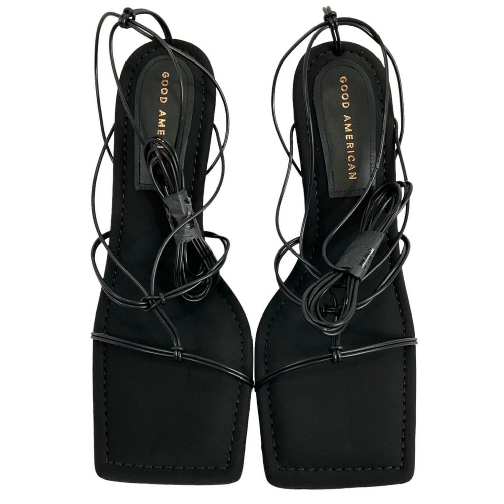 Good American Shoes Womens Size 11.5 Black Strappy Heels Caged Stilleto $260 Nwb - Picture 5 of 10